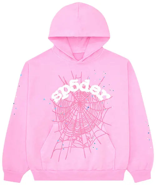 Pink Web Pattern Hoodie