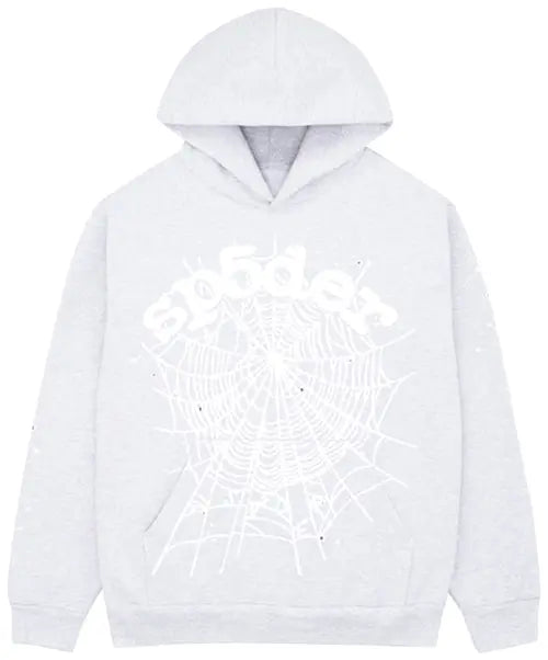 Gray Web Pattern Hoodie