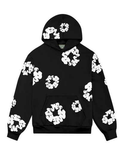 Black Cotton Wreath Hoodie