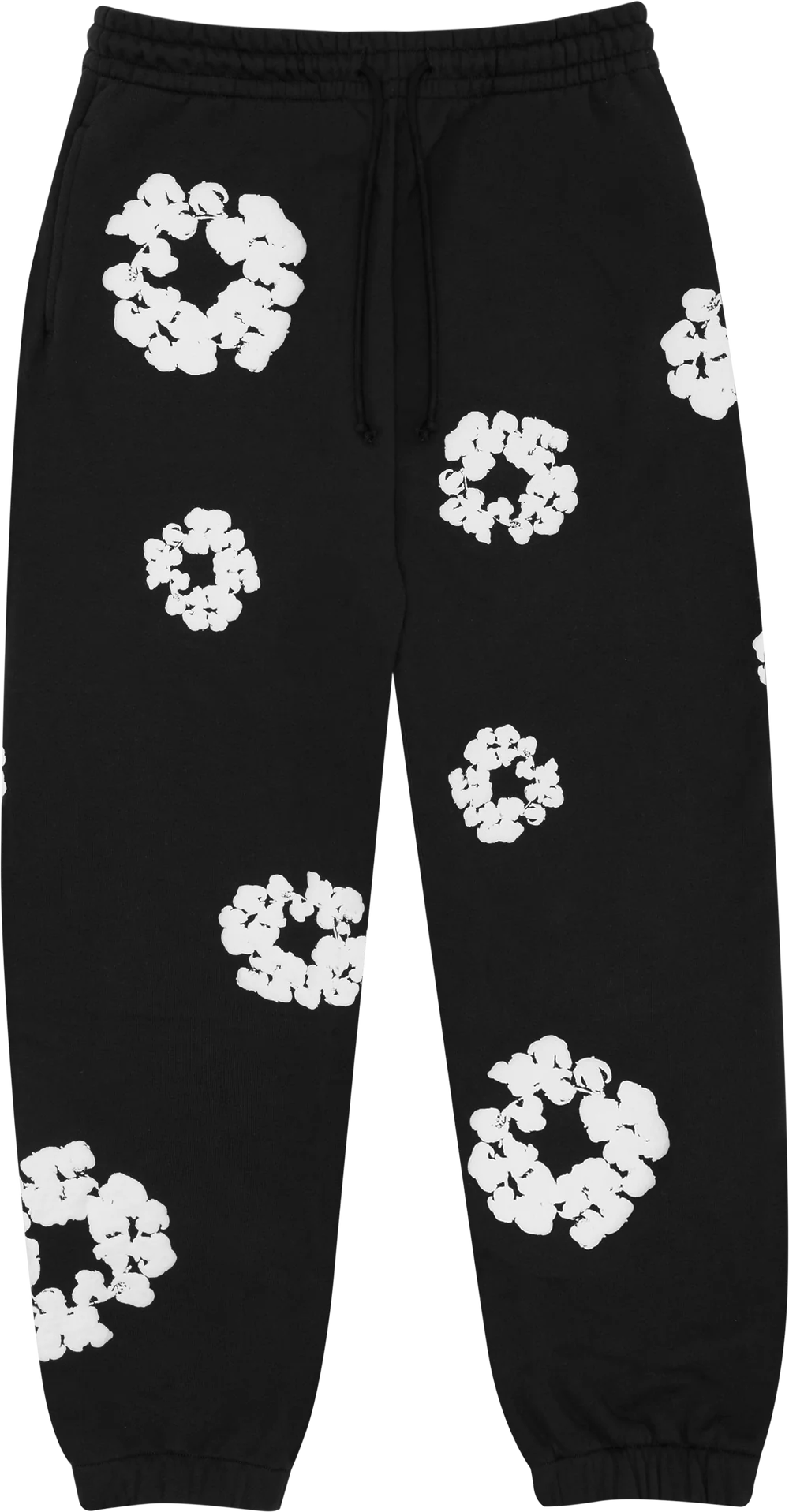 Black Cotton Wreath Sweatpants