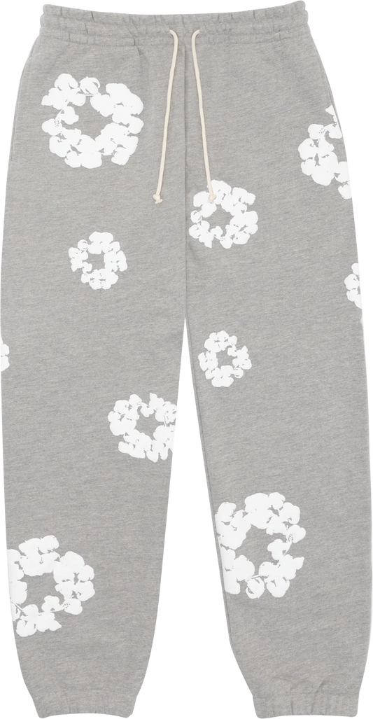 Gray Cotton Wreath Sweatpants