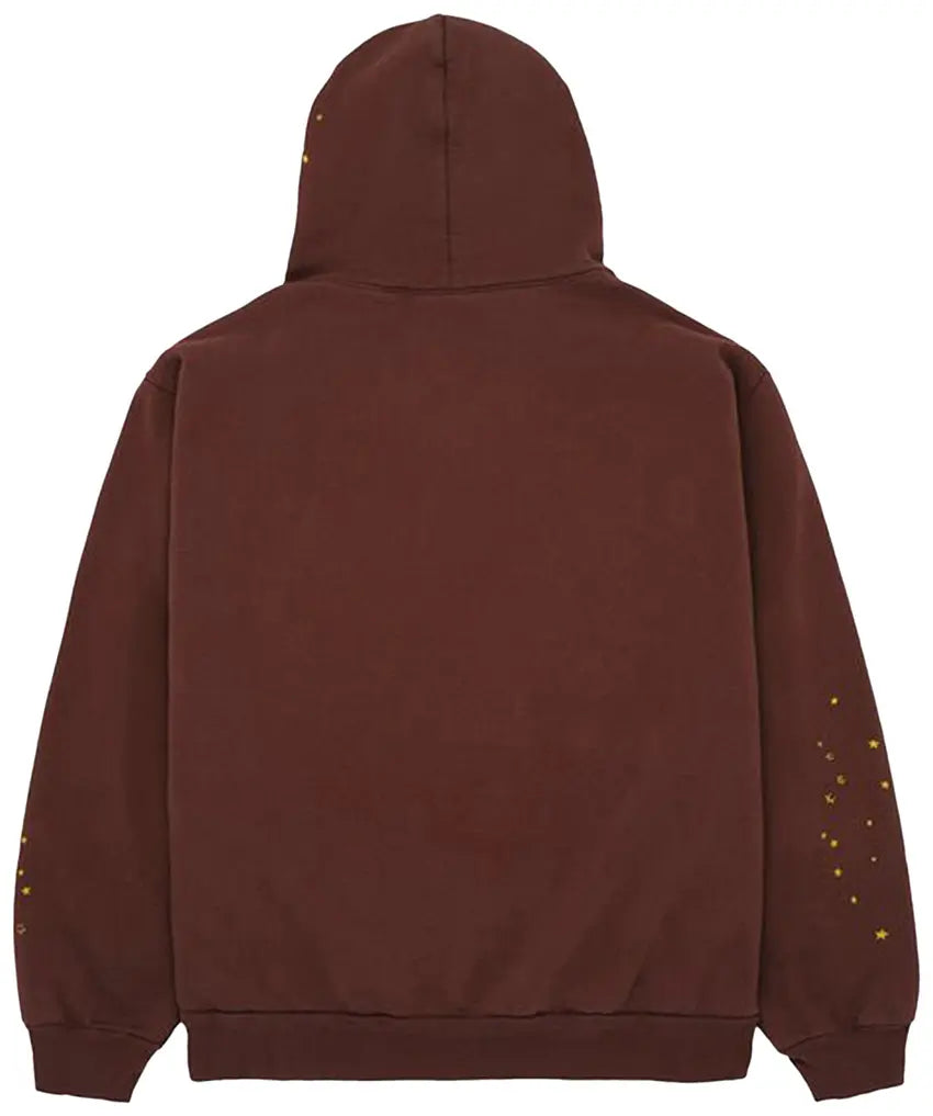 Brown Web Pattern Hoodie